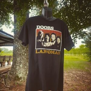 Men's/Unisex XL Black DOORS "L.A. Woman" Short Sleeve 100% Cotton T-shirt